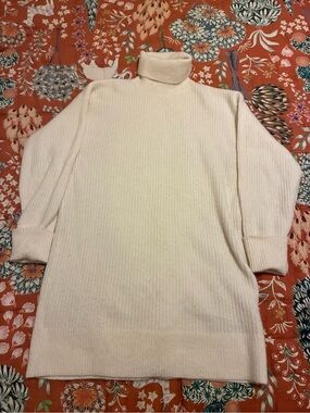 & Other Stories Cream Turtleneck Ribbed Sweater Dress/Sweater - Unbranded